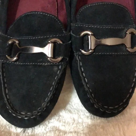 CYNTHIA ROWLEY BLACK SUEDE LOAFERS - Picture 3 of 5